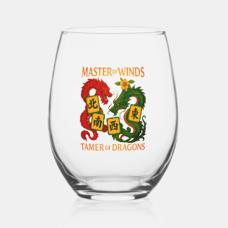 Mahjong Master of Winds & Tamer of Dragons Wijnglas Zonder Voet