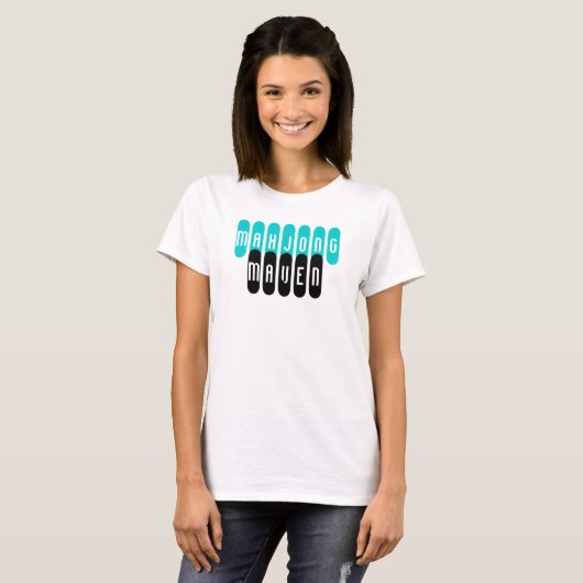 mahjong maven aqua black fashionable players shirt (Voorkant volledig)