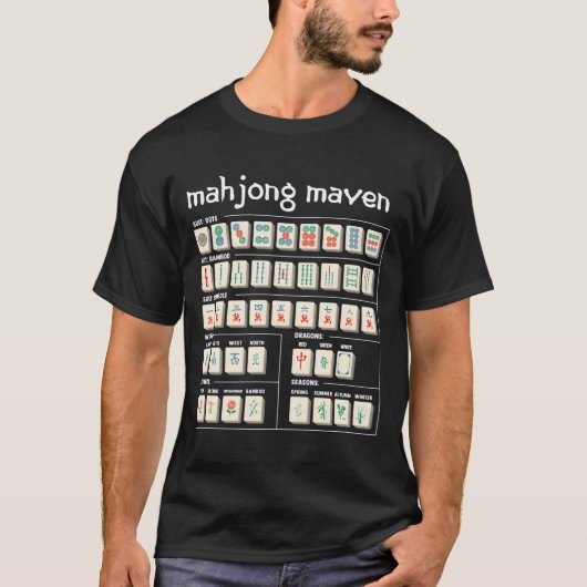 Mahjong Maven Mahjongg Player Card Chinese Tiles T-shirt (Voorkant)