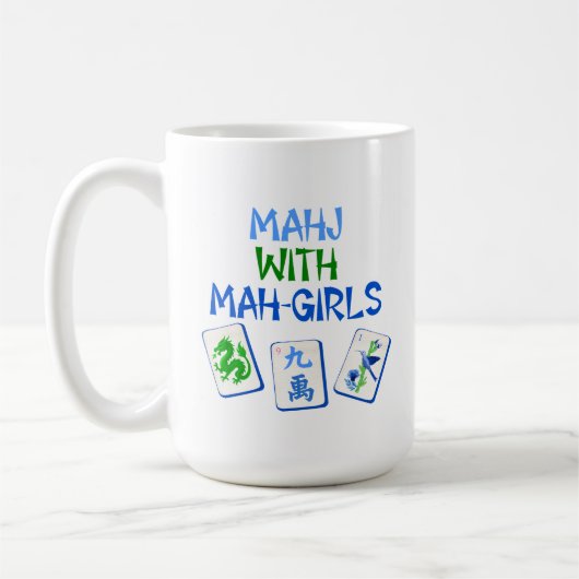 Mahjong met mah meisjes Waterverf Tegels Koffiemok (Links)