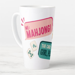 Mahjong-mok – Ik: Mahjong! De kaart: Meisje, alsje Latte Mok
