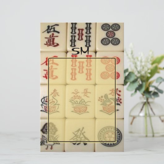 Mahjong monogram briefpapier (Staand voorkant)
