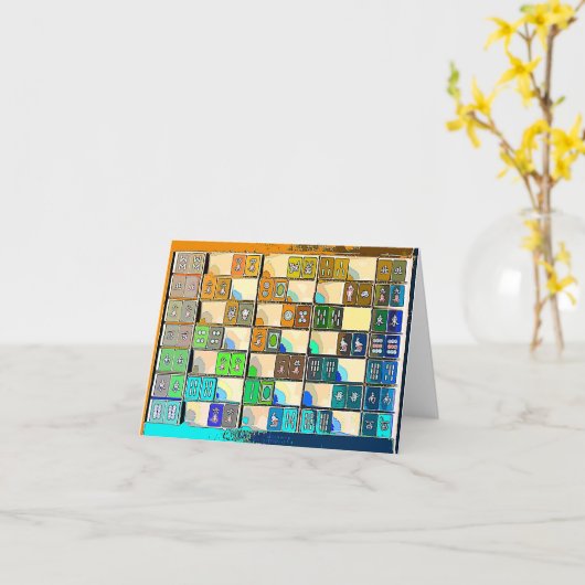 Mahjong Notecard Kaart (Gele Bloem)