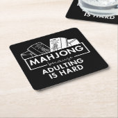 Mahjong omdat volwassenheid moeilijk is | Grappige Kartonnen Onderzetters (Schuin)