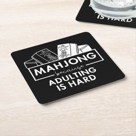 Mahjong omdat volwassenheid moeilijk is | Grappige Kartonnen Onderzetters (Schuin)