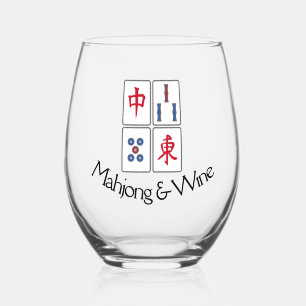 Mahjong ontwerp Stemless wijnglas Wijnglas Zonder Voet