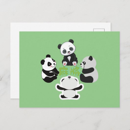 Mahjong Panda Cute Funny Feestdagenkaart (Voorkant / Achterkant)