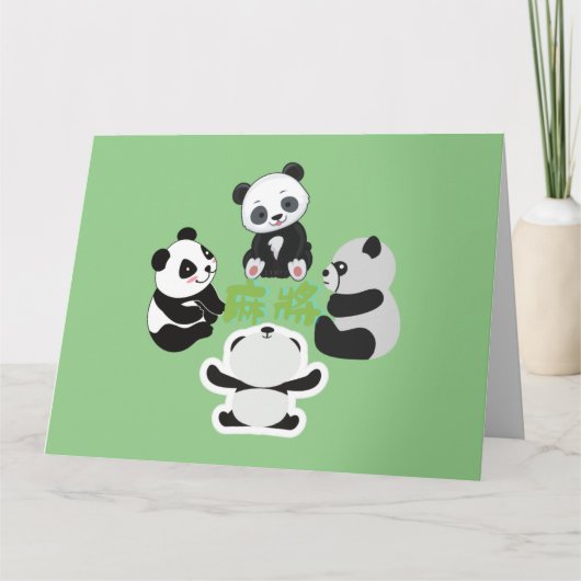 Mahjong Panda Cute Funny Kaart (Voorkant)