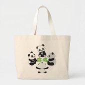 Mahjong Panda Cute Funny Rebruikbare Grocery Bag Grote Tote Bag (Voorkant)