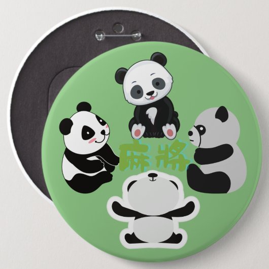Mahjong Panda Cute Funny Ronde Button 6,0 Cm (Voorkant /achterkant)