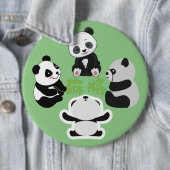 Mahjong Panda Cute Funny Ronde Button 6,0 Cm (In situ)