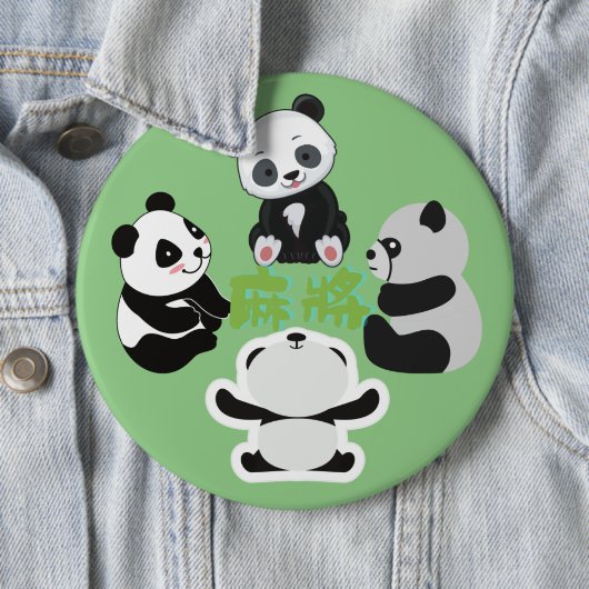 Mahjong Panda Cute Funny Ronde Button 6,0 Cm (In situ)