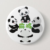 Mahjong Panda Cute Funny Ronde Button 7,6 Cm (Voorkant)