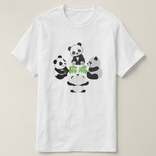 Mahjong Panda Cute Funny T-Shirt (Design voorkant)
