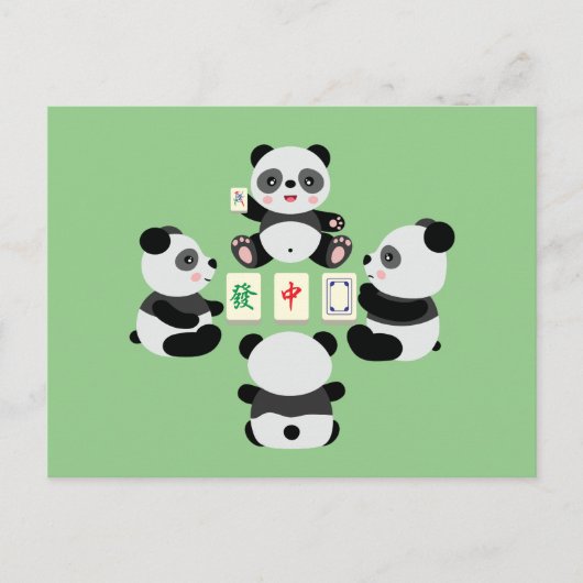 Mahjong Panda Schattig Grappig Feestdagenkaart (Voorkant)