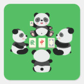 Mahjong Panda Vierkante Sticker (Voorkant)