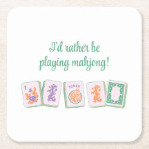 Mahjong Papier Onderzetters, Paars/Groen