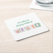 Mahjong Papier Onderzetters, Paarse/Groen Kartonnen Onderzetters (Schuin)