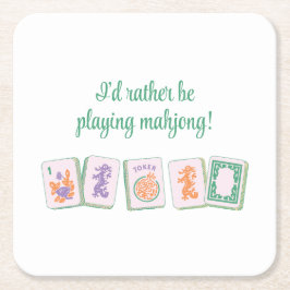 Mahjong Papier Onderzetters, Paarse/Groen Kartonnen Onderzetters