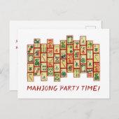 Mahjong Party Invitation Briefkaart (Voorkant / Achterkant)