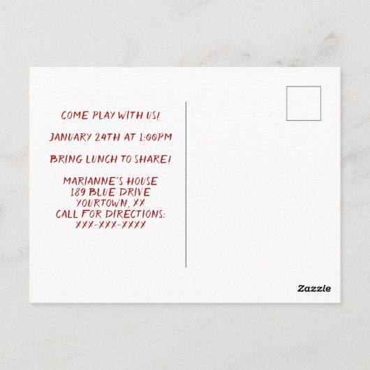 Mahjong Party Invitation Briefkaart (Achterkant)