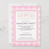 Mahjong Party Invitation, grandmillennial swans Kaart (Voorkant)