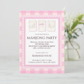 Mahjong Party Invitation, grandmillennial swans Kaart (Staand voorkant)