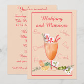 Mahjong Party Invitation Kaart (Voorkant / Achterkant)