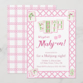 Mahjong Party Invitation, mahjong instant invite Kaart (Voorkant / Achterkant)