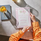 Mahjong Party Invites, Bamboo lettering, pink tile Kaart