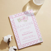 Mahjong Party Invites, Bamboo lettering, pink tile Kaart