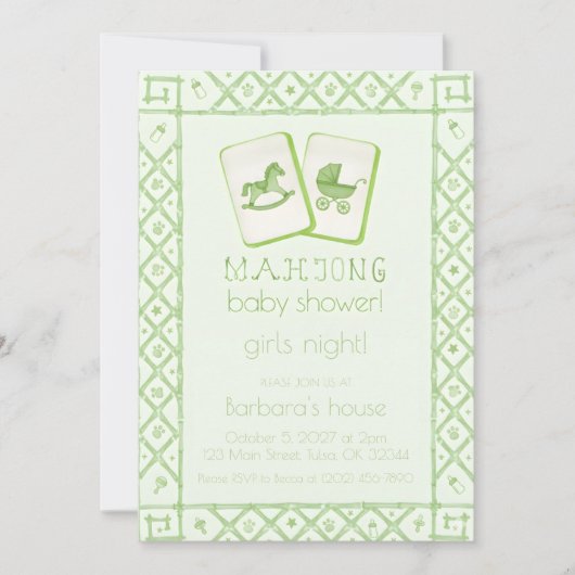 mahjong party lover Green Dragon Bamboo Kaart (Voorkant)