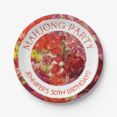 Mahjong Party Rich Bold Bloemen Custom Papieren Bordje (Voorkant)