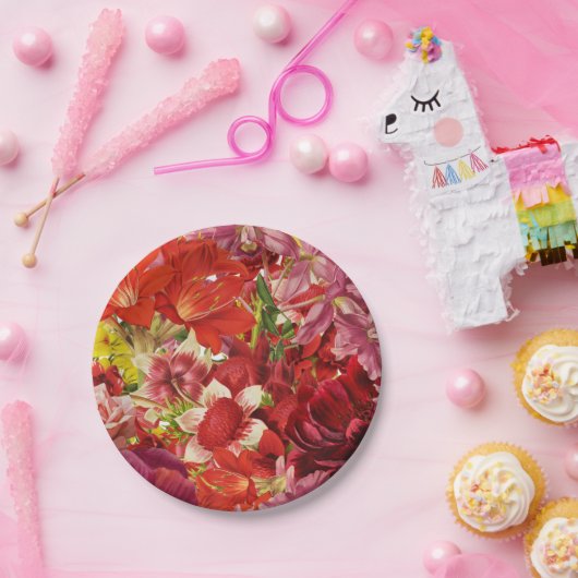 Mahjong Party Rich Bold Floral Papieren Bordje (Feest)