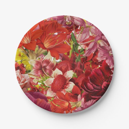 Mahjong Party Rich Bold Floral Papieren Bordje (Voorkant)