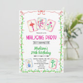 Mahjong party theme invitation kaart (Staand voorkant)