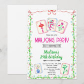 Mahjong party theme invitation kaart (Voorkant / Achterkant)