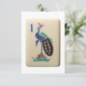 Mahjong Peacock tile uitnodiging (Staand voorkant)