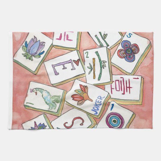 Mahjong perzik theedoek (Horizontaal)