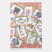Mahjong perzik theedoek (Verticaal)