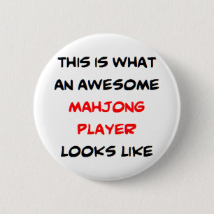 mahjong player , geweldige ronde button 5,7 cm