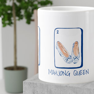 MAHJONG QUEEN Blue Stripe Flats Mahjong Preppy Grote Koffiekop