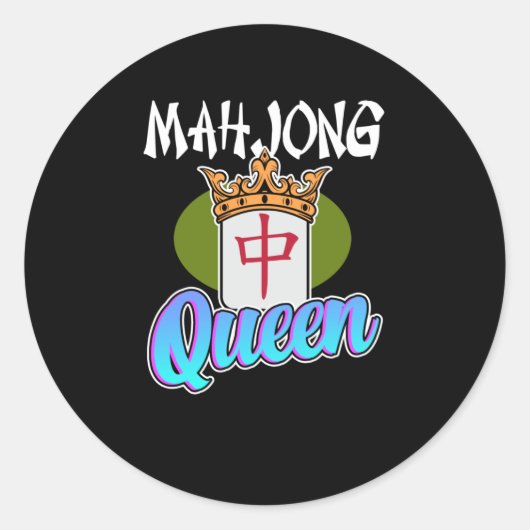 Mahjong Queen Game Mahjong Player Games Graphic Ronde Sticker (Voorkant)