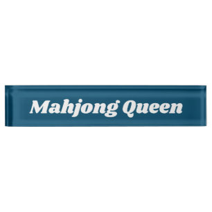 Mahjong Queen in Blauwgroen Blue Naambordje