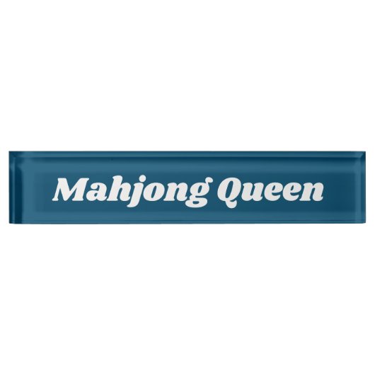 Mahjong Queen in Blauwgroen Blue Naambordje (Voorkant)