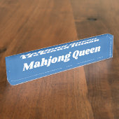 Mahjong Queen in Bright Blue Naambordje (Zijkant)