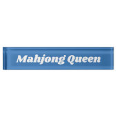 Mahjong Queen in Bright Blue Naambordje (Voorkant)