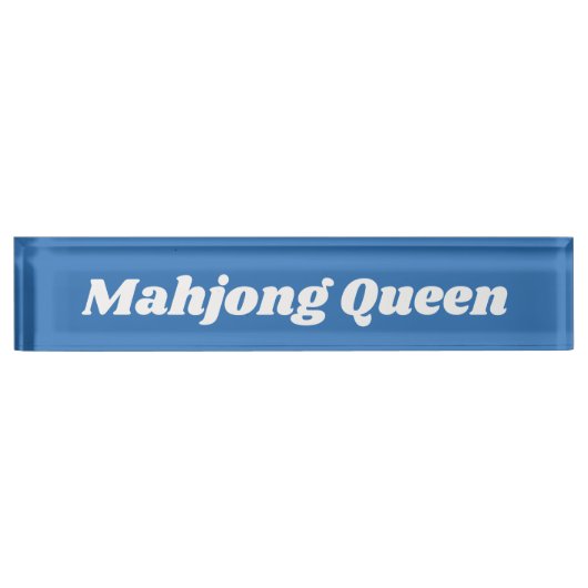Mahjong Queen in Bright Blue Naambordje (Voorkant)