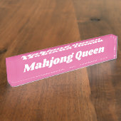 Mahjong Queen in Bright Pink Naambordje (Zijkant)