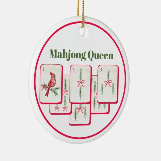 Mahjong Queen Mahjong Christmas Bam Tiles Keramisch Ornament (Rechts)